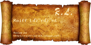 Reiff Lóránt névjegykártya
